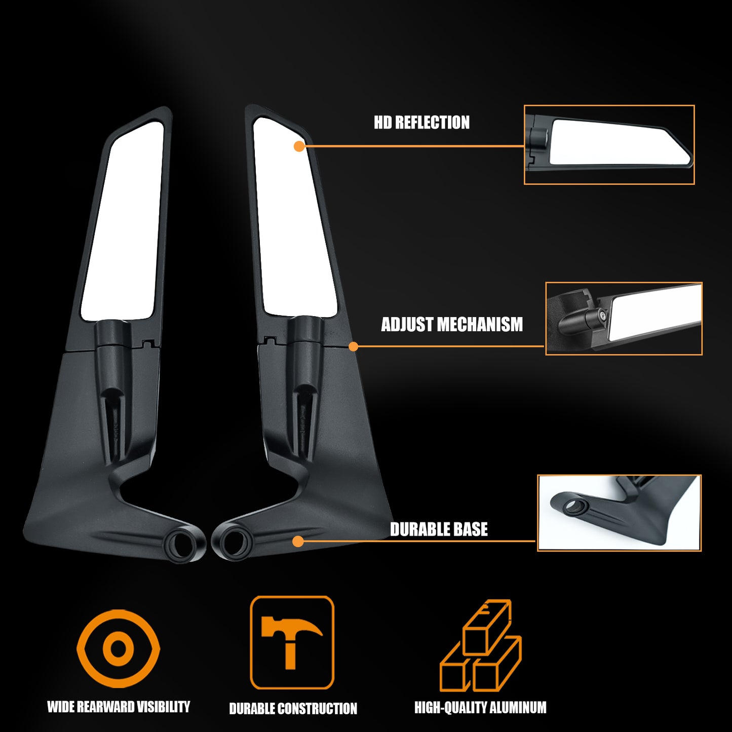 Motorcycle Rear View Mirrors Stealth Mirrors 360° Rotating Compatible With Z400 Z650 Z900 1290 Super Duke R Evo ABS 390 Duke Street Bike