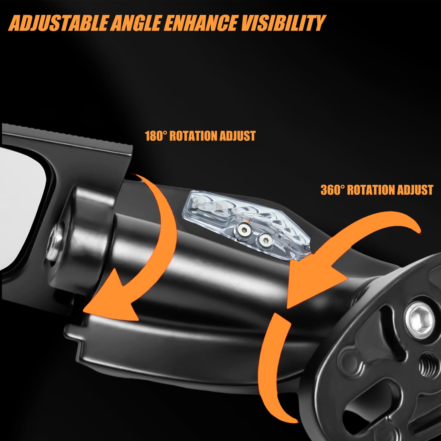 Motorcycle Rear View Mirrors LED Turn Signal Stealth Mirrors 360° Rotating Compatible with CBR300R/CBR500R/CBR600RR/CBR1000RR/Ninja 300 400 650/GSXR 600 750
