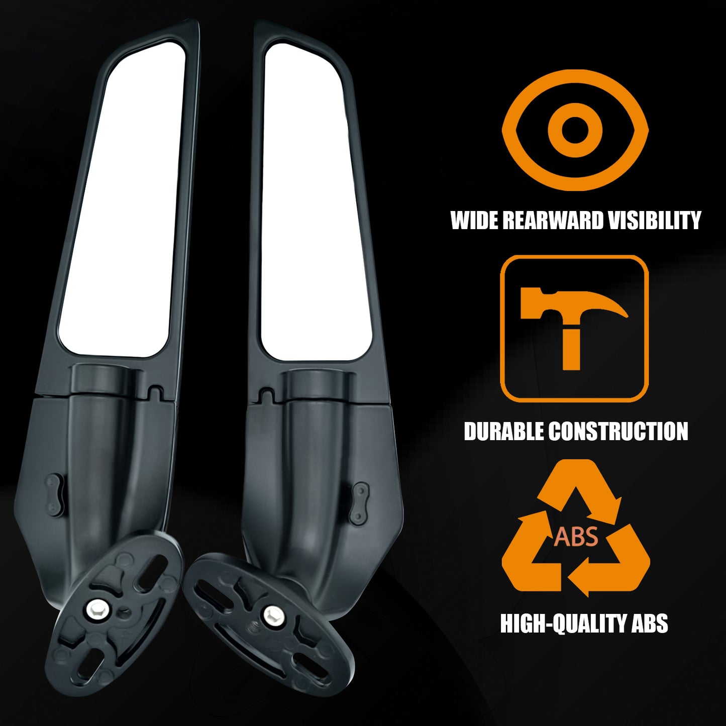 Motorcycle Rear View Mirrors Stealth Mirrors 360° Rotating Compatible with CBR300R/CBR500R/CBR600RR /CBR1000RR/Ninja 300 400 650/GSXR 600 750