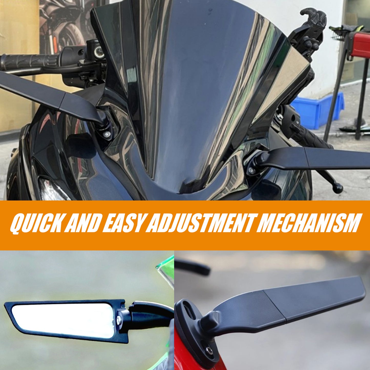 Motorcycle Rear View Mirrors Stealth Mirrors 360° Rotating Compatible with CBR300R/CBR500R/CBR600RR /CBR1000RR/Ninja 300 400 650/GSXR 600 750