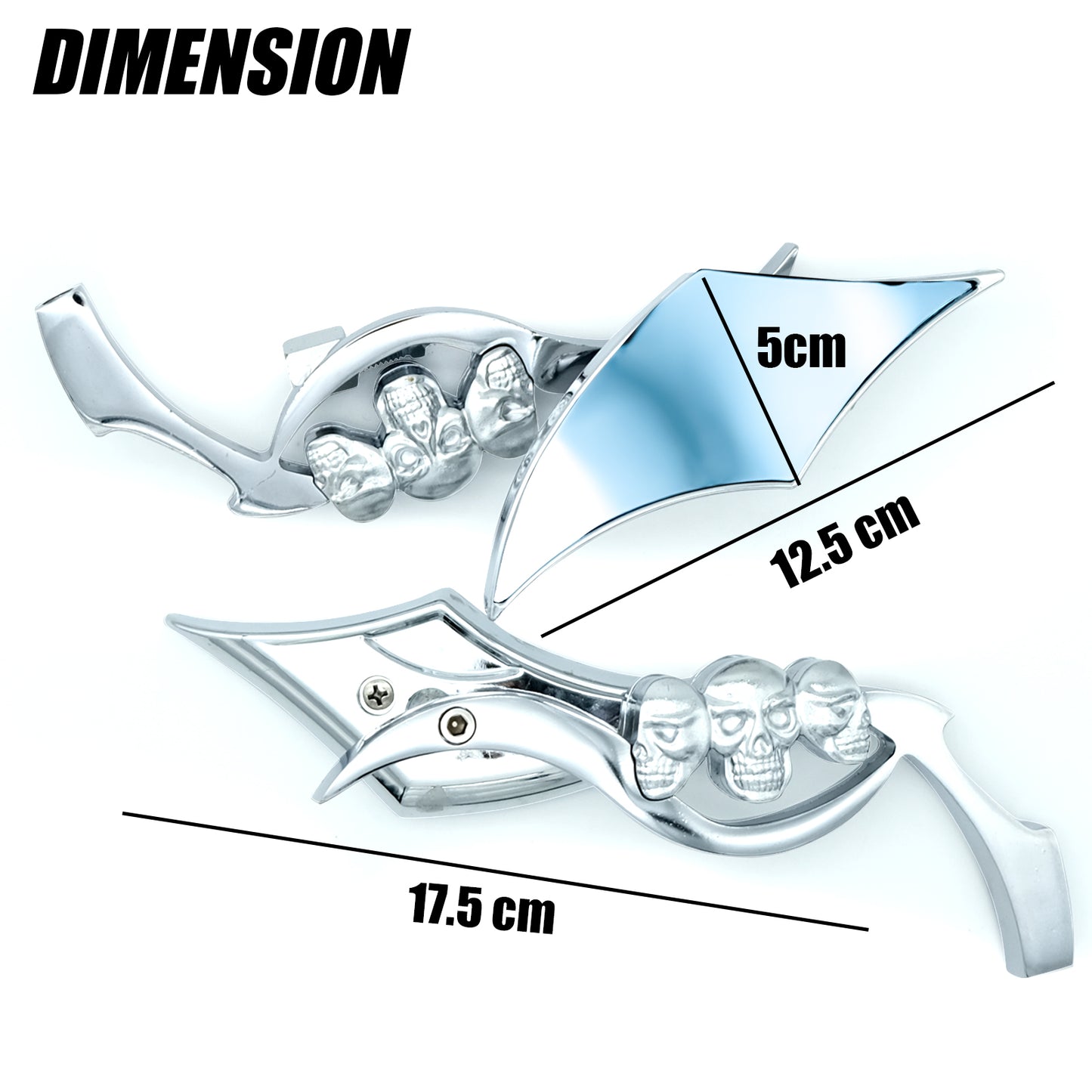 Motorcycle Rear View Mirrors Compatible with Davidson Sportster, Scooter, Moped, Street Bike, Dirt Bike, Touring, Cruiser, Chopper-Chrome