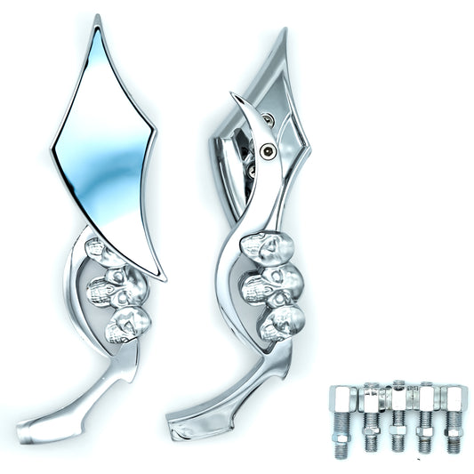 Motorcycle Rear View Mirrors Compatible with Davidson Sportster, Scooter, Moped, Street Bike, Dirt Bike, Touring, Cruiser, Chopper-Chrome