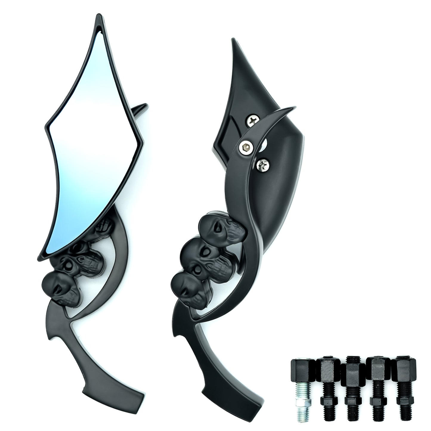 Motorcycle Rear View Mirrors Compatible with Davidson Sportster, Scooter, Moped, Street Bike, Dirt Bike, Touring, Cruiser, Chopper-Chrome